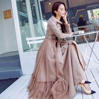 Mesh-panel Trench Coat