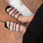 Transparent-strap Block-heel Slide Sandals