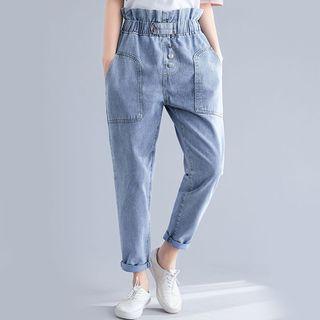 High-waist Denim Capri Pants