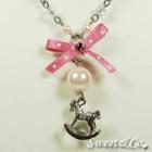 Pink Mini Rocking Horse Crystal Necklace