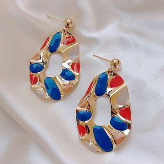 Glaze Alloy Dangle Earring 1 Pair - Silver Stud - Gold - One Size
