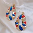 Glaze Alloy Dangle Earring 1 Pair - Silver Stud - Gold - One Size