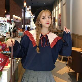 Frill-trim Sailor Collar Blouse