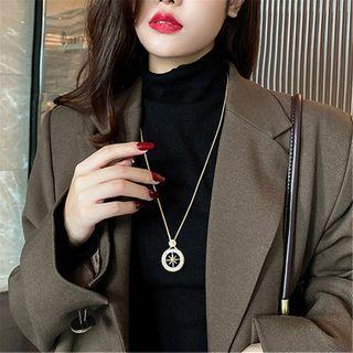 Rhinestone Coin Necklace Gold - One Size