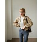 High-neck Letter-patched Cropped Safari Jacket