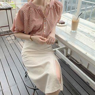 Zip-back Linen Wrap Skirt