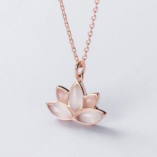 925 Sterling Silver Gemstone Lotus Pendant Necklace 1 Pc - 925 Sterling Silver Gemstone Lotus Pendant Necklace - One Size