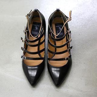 Faux-leather Buckled Pumps