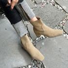 Genuine-suede Stitched Ankle Boots