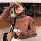 Turtle-neck Cut-out Knit Top