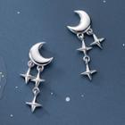 Crescent Star Drop Earring 1 Pair - Silver - One Size