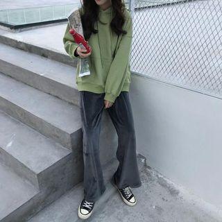 Plain Hoodie / Velvet Straight-cut Pants