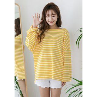 Long-sleeve Stripe Oversized T-shirt
