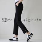 Band-waist Button-trim Pants