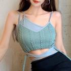 Mock Two-piece Knit Camisole Top Green - One Size