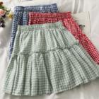 Checker Ruffled-trim Mini Skirt