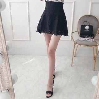 Inset Short Crochet-lace Miniskirt