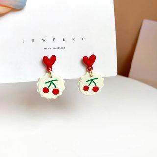 Cherry Sterling Silver Ear Stud / Clip On Earring