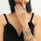 Cutout Alloy Ring Bracelet Silver - One Size