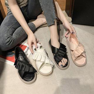 Ruffle Faux Leather Sandals