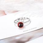 Faux Crystal Deer Open Ring Silver & Red - One Size