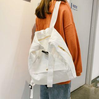 Convertible Buckled Canvas Backpack