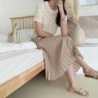 Short-sleeve Pointelle Knit Top Ivory - One Size