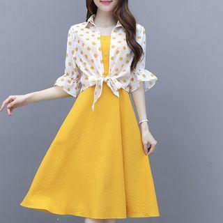 Set: Dotted Light Jacket + Strappy A-line Midi Dress