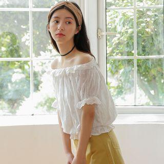 Short-sleeve Off Shoulder Lace Blouse