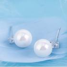 925 Sterling Silver Pearl Stud Earring Silver - One Size