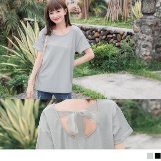 Tie-back Glitter Short-sleeve Top