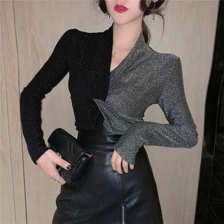 Twisted Front Glitter Panel Top