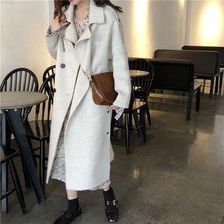 Notch-lapel Double-breasted Coat Off-white - One Size