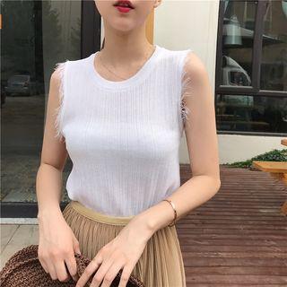 Fringe Trim Knitted Vest
