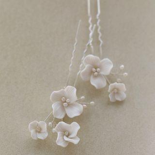 Flower Ceramic Freshwater Pearl Hair Stick