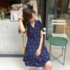 Cherry Printed Short-sleeve A-line Dress