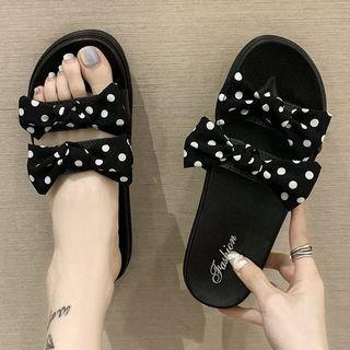Platform Dotted Bow Pvc Slide Sandals