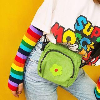 Embroidered Flower Nylon Crossbody Bag