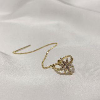 Rhinestone Star Chained Ear Cuff E1164 - 1 Pc - Gold - One Size
