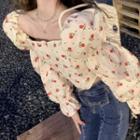 Floral Cropped Blouse Blouse - Almond - One Size