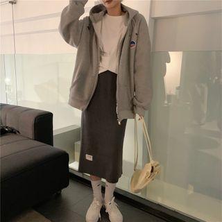 Applique Knit Midi Straight-fit Skirt