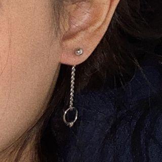 Alloy Hoop Dangle Earring 1 Pair - 0711a - Silver - One Size