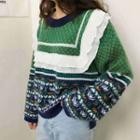 Patterned Sweater Print - Green & Black - One Size