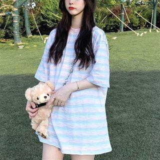 Short Sleeve Striped Tee Stripe - Pink - One Size