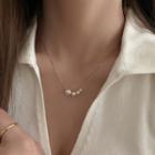 Faux Pearl Sterling Silver Necklace Xl1725 - Gold - One Size