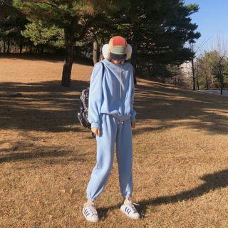 Set: Pastel Polar-fleece Pullover + Jogger Pants