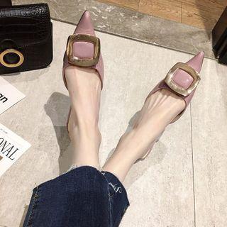 Buckled Pointy-toe Kitten Heel Mules