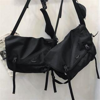 Buckled Nylon Messenger Bag Black - One Size