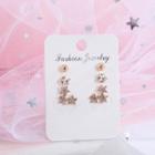 Set Of 3: Stud Earring Set - Gold - One Size