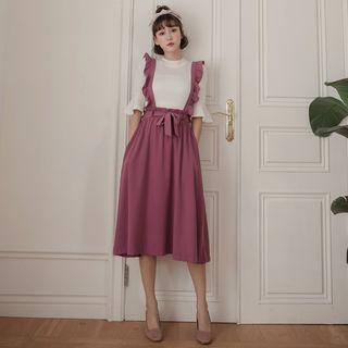 Flutter-strap Midi A-line Jumper Skirt
